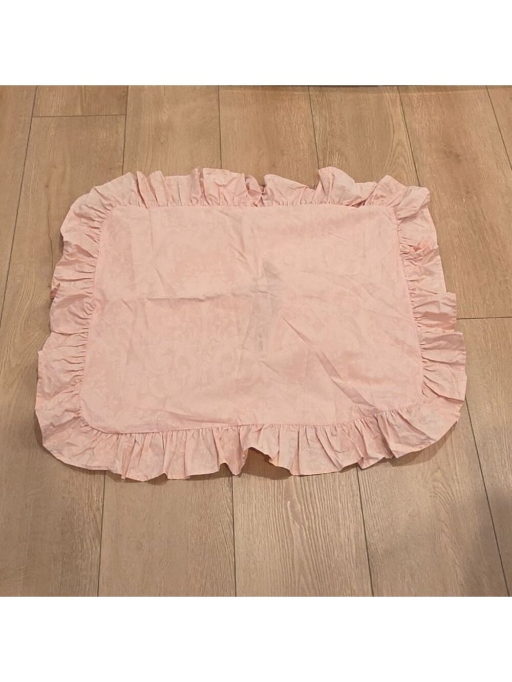 Ralph Lauren Pink Avery Damask Ruffled Standard Pillow Sham